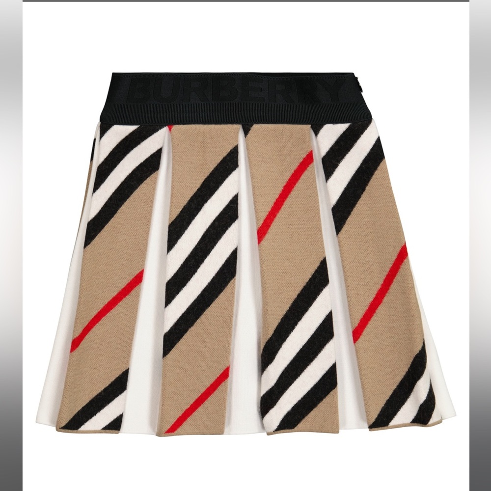 Burberry kids beige icon stripe rosalita pleated skirt